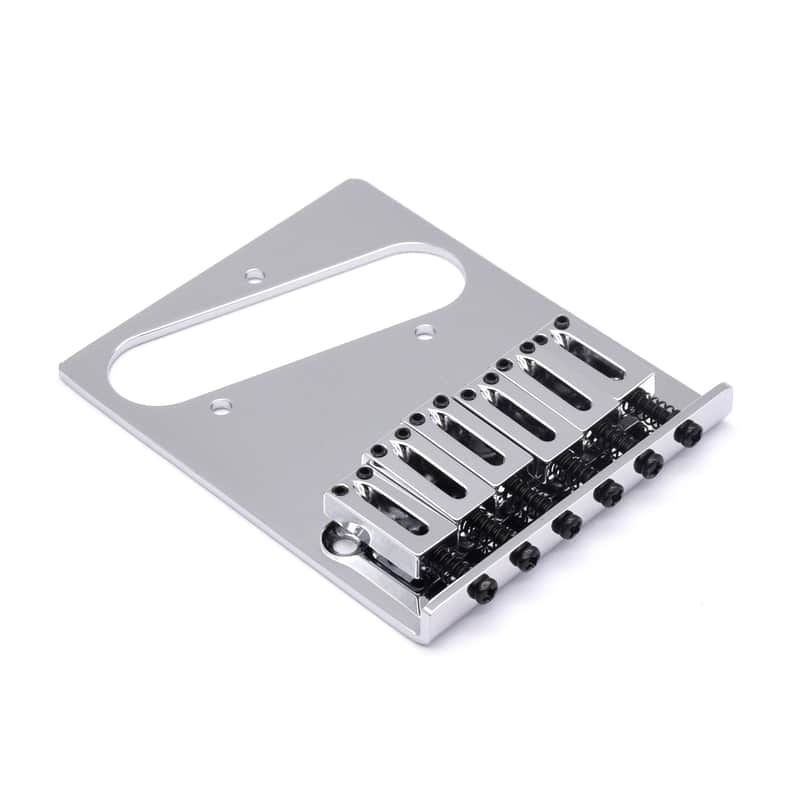 KD By AxLabs Tele®-style Bridge - 6-Saddle, String-Through-Body, 4-Screw Mount - Chrome image 1