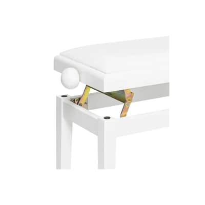Stagg Matte White Adjustable Piano Bench with White Velvet Top image 2