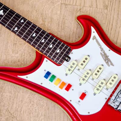 1990s Teisco Spectrum 5 Vintage Reissue Guitar Metallic Red Kawai Japan image 12