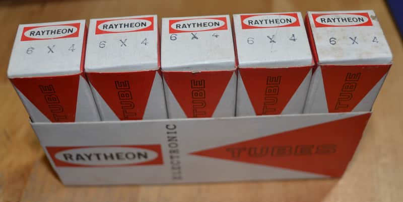 (5) Five New Old Stock Raytheon 6X4 Tubes Original Flat image 1