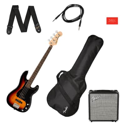 Affinity Precision Bass PJ Pack Laurel 3-Color Sunburst + Gig Bag + Ampli Rumble 15 Squier by FENDER image 3