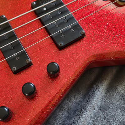 1984 Ibanez DB700 Destroyer 4 String Vintage Japan Electric Bass - Custom Red Sparkle Finish + OHSC image 4