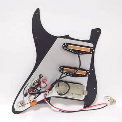 HSS Dual Blades Pickups Guitar Strat Style Loaded Prewired Pickguard in Black image 4