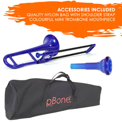 OB pInstrument pBone mini Plastic Trombone, Comfortable Ergonomic Grip,  Blue image 4