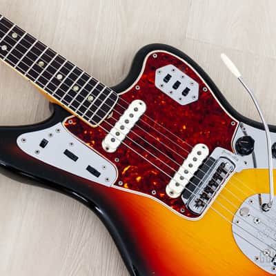 1966 Fender Jaguar Vintage Offset Guitar Sunburst w/ Big Neck, Case image 7