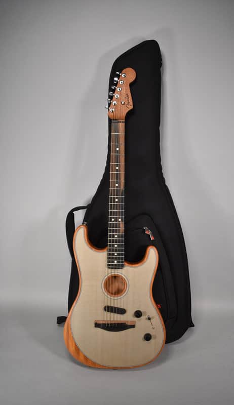 2019 Fender American Acoustasonic Stratocaster Transparent Sonic Blue w/Bag image 1