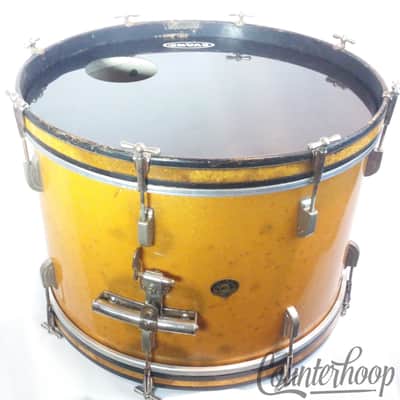 Leedy&Ludwig 22x14" Bass Drum Gold Sparkle Vintage 50s Nickel Rail Mount Elkhart image 3