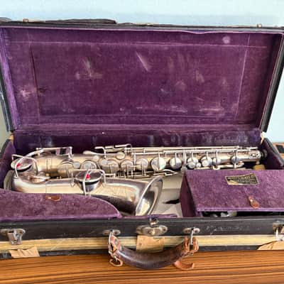 Buescher True-Tone Low Pitch Silver Alto Saxophone 1925 image 5