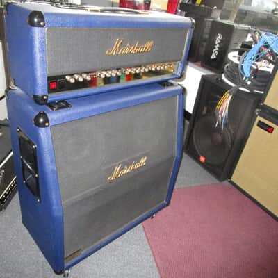 Marshall 1962-1992 30th 6100LE Anniversary BLUE 100 watt FULL Stack near Mint w/ original shipping image 6