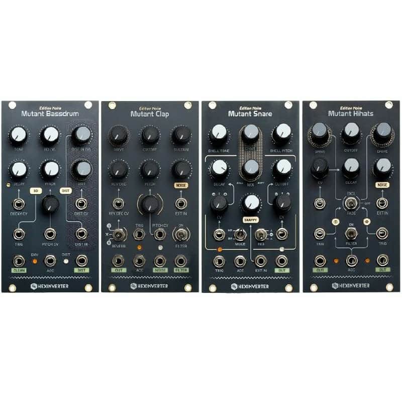 Hexinverter Mutant Snare/Hi-Hats/Clap/Bassdrum Modules Bundle (edition noire) image 1