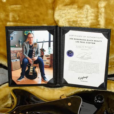 Epiphone - 2020 Joe Bonamassa Les Paul Custom Black Beauty Electric Guitar Antique Ebony w/OHSC and COA - USED image 13