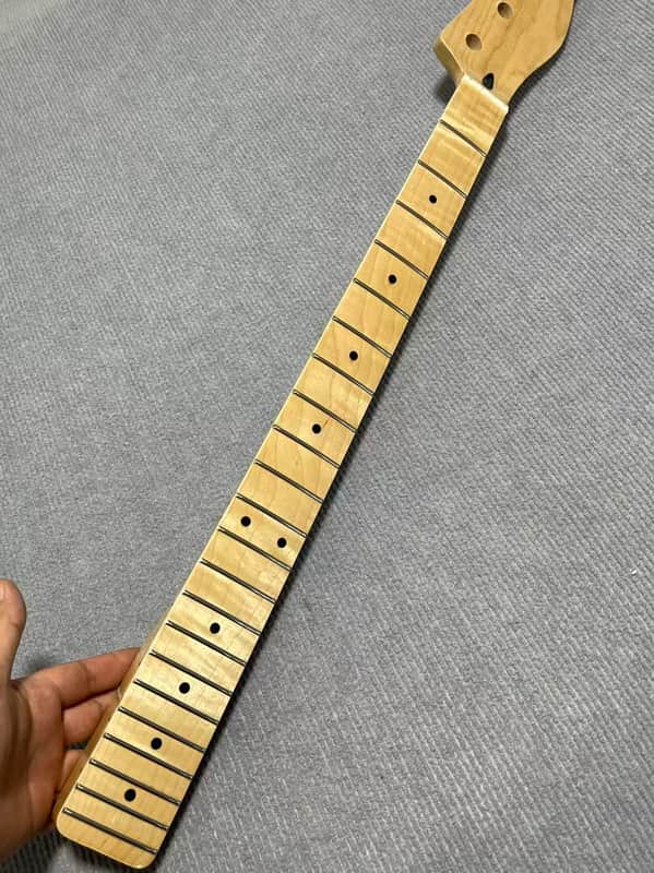 30 inch Short scale bass 22frets flame Maple Electric guitar neck bass neck 30" Short Scale 4-String Bass Neck Maple Fingerboard, 30inch Mustang Style, Dot Inlays, image 1