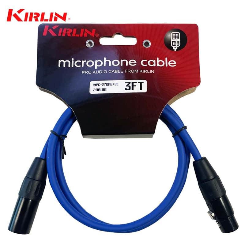 Kirlin 3FT XLR Male/Female 20AWG Microphone Audio Cable Blue XLRM-XLRF image 1