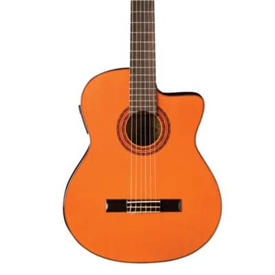Washburn C5CE Classical Cutaway Acoustic Electric Guitar. Natural image 4