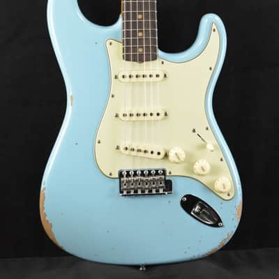 Mint Fender Custom Shop '62 Strat Relic with Closet Classic Hardware - Faded Aged Daphne Blue image 1