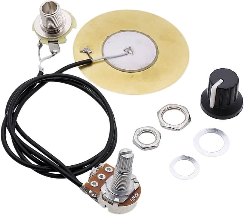 50MM Guitar Pickup Piezo Transducer Prewired Amplifier with 6.35MM Output Jack for Acoustic Guitar Ukulele Cigar Box Guitar image 1