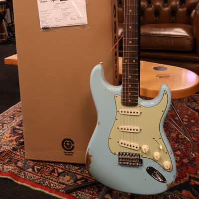 Fender '62 Stratocaster Relic-CC Faded Aged Daphne Blue image 17