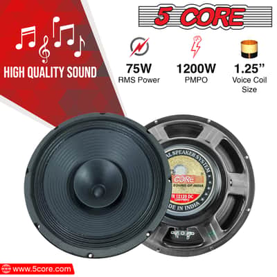 5 Core 12" Inch 75 Watt Replacement Guitar Amplifier Speaker 8 Ohm Black FR-12120DC GTR image 3