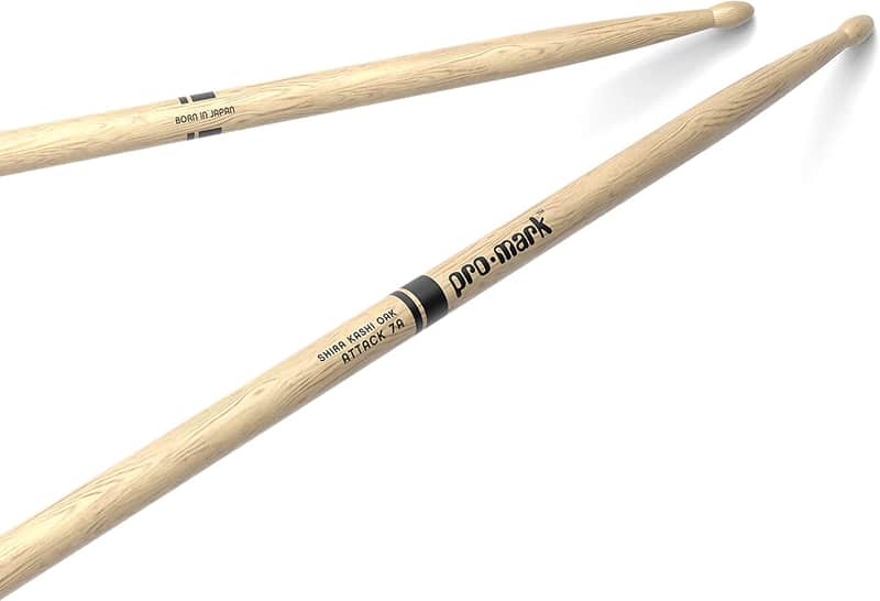 Promark PW7AW Japanese White Oak 7A Wood Tip Drum Sticks image 1
