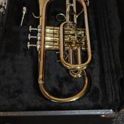 JZ Music Cornet Gold Lacquer with case + Bach 5C mouthpiece used image 7