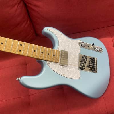 Partscaster Double Cut T-Style Guitar with Warmoth Neck and Body - Blue Ice image 6