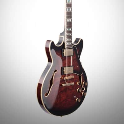 Ibanez Artstar AM153QA Semi-Hollowbody Electric Guitar (with Case), Dark Brown Sunburst image 5