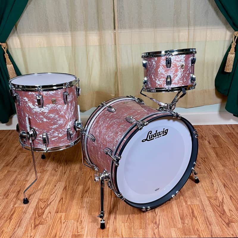 Ludwig Classic Maple Downbeat Drum Set Rose Marine Pearl 20/12/14 image 1