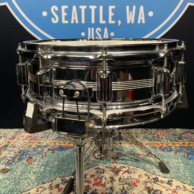 David Frangioni Collection, Rogers - 14x5" Metal, 5-Line, Dyna-Sonic, Chrome Over Brass, Snare Drum, With Beavertail Lugs, 1960's - Chrome image 9