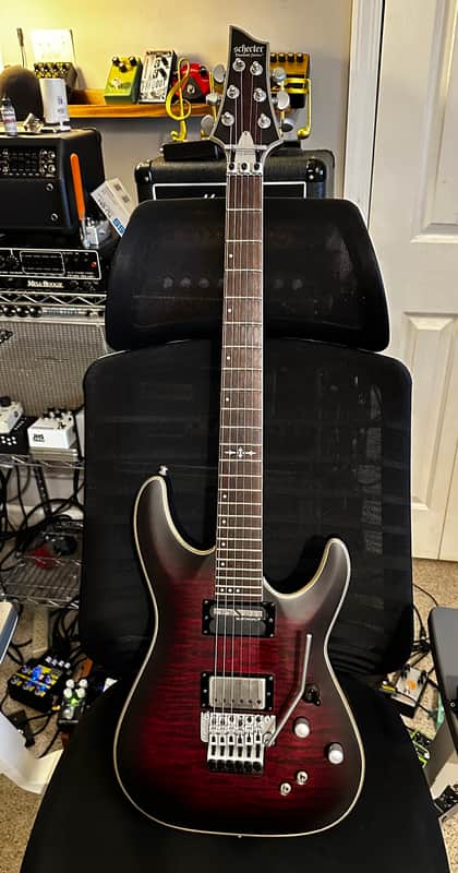 Schecter C-1 Platinum FR S Sustainiac 2017 - 2021 - Crimson Red Burst Satin image 1