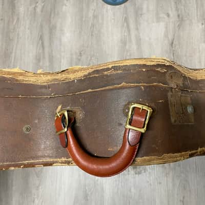 Leather buckle handle w/ GOLD HARDWARE for Gibson tan case w/ figure 8 handle Les Paul L5 es 275 SG Flying V image 13