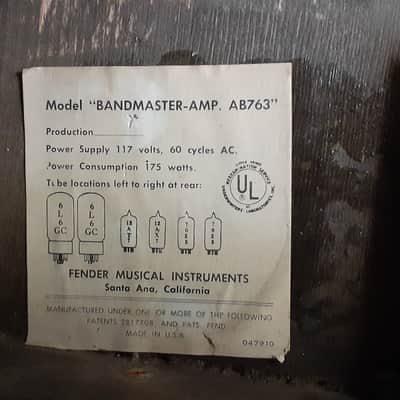 Fender Bandmaster Drip Edge 50 Watt Head 1968 - Black image 8