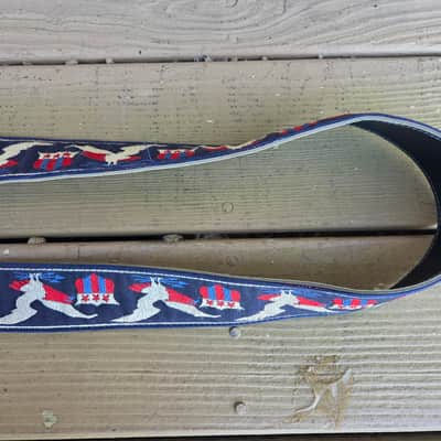 Vintage 1970's Ace-Style Red, White, and Blue Eagle and Shield Guitar Strap! image 3