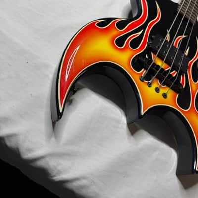 Brownsville New York Bat Electric Bass Guitar 2000s - Hot Rod Flame Graphic image 2
