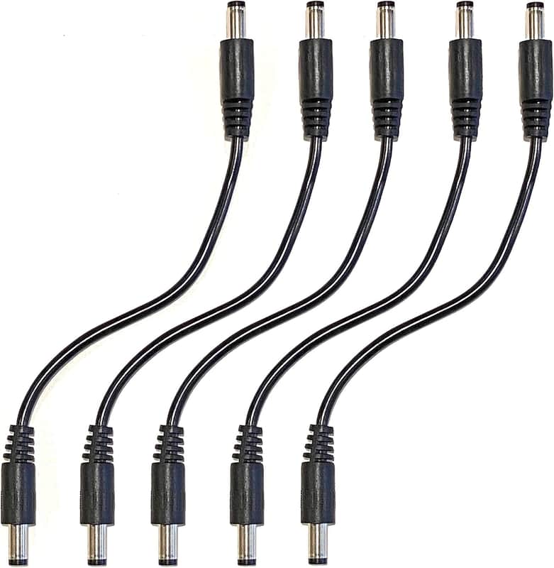 5 Pack DC 12 Volt 9 Volt and More Power Adapter Male to Male 6 Inch Patch Cable 2.1mm x 5.5mm image 1