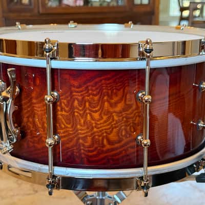 Ludwig Aged Exotic Tamo Ash 6.5x14 Snare Drum Cherry Carmel Lacquer image 8