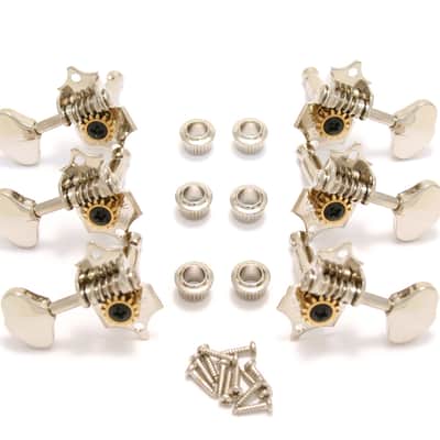 V97N Grover Original Nickel Sta-Tite 3 x 3 Open Gear Guitar Tuners 14:1 Ratio