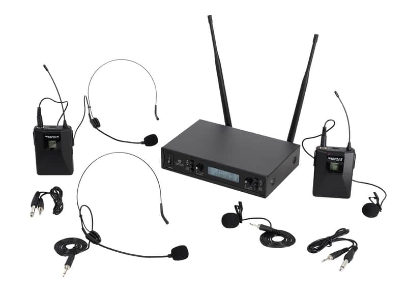 Rockville RWM-200 L2 Dual Lavalier/Lapel & Headset UHF Mic System, 200 Channels image 1
