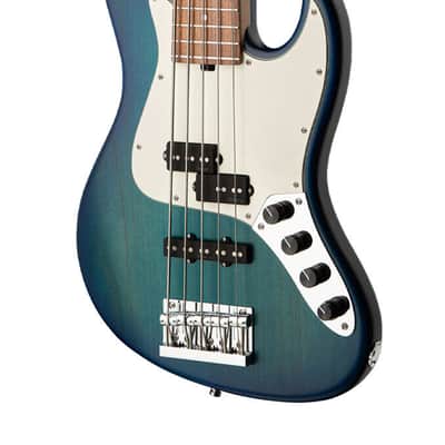Sadowsky MetroLine 21-Fret Vintage PJ Bass 5 String, Red Alder Body, Bora Blueburst Transparent Satin image 3