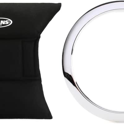 Evans EQ Pad Bass Drum Muffler Bundle with Bass Drum O's Port Hole Ring - 5" - Chrome image 1