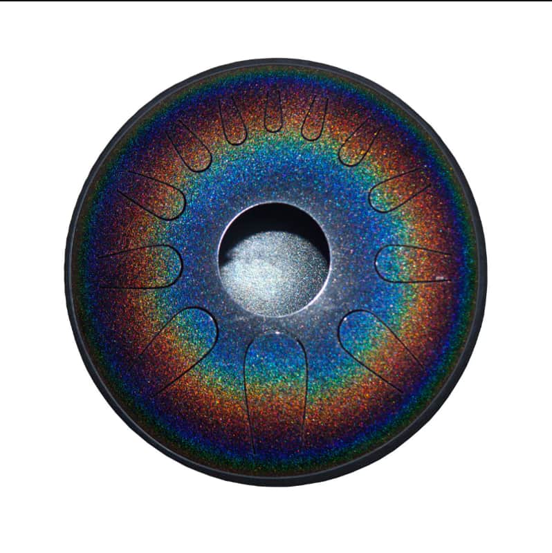 Idiopan Domina Pro 12-Inch 12-Note Tunable Steel Tongue Drum with Pickup- Onyx Rainbow image 1