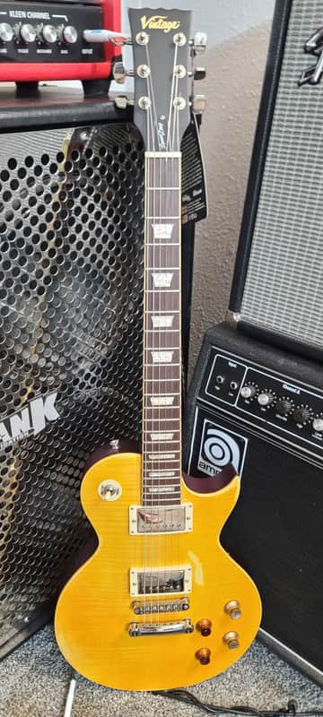 Vintage V100 Icon Peter Green Greenie Les Paul style LP - Lemon Drop image 1