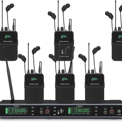 UHF Wireless in-Ear Monitor System – 2-Channel with 6 Bodypacks Mono IEM System, PLL Technology, 300ft Range, Ultra-Low Latency for Live Stage, Recording Studio & Musicians image 1