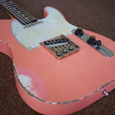 MJT Warmoth Fender American Vintage 62 Relic Road Worn Telecaster Shell Pink Coral image 1