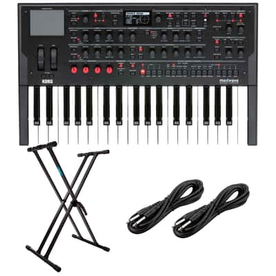 Korg Modwave Wavetable Synthesizer, Keyboard Stand, (2) 1/4 Cables Bundle