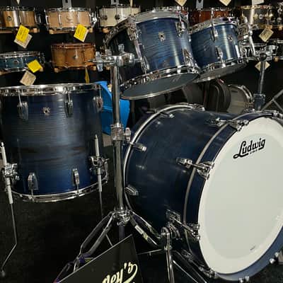 Ludwig Classic Oak Studio 4-Piece 10/12/16/22 Drum Kit Set in Blue Burst Satin Stain image 3