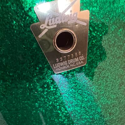 Bryan Hitt's REO Speedwagon 2000s Ludwig Classic Maple With Complete Hardware - Green Sparkle image 9