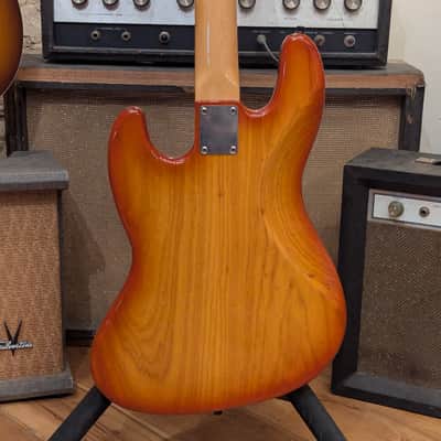 Warmoth Jazz Bass Fretless - Orange Burst w/ Flame Maple top image 11
