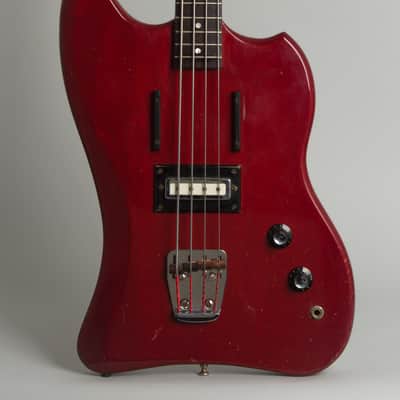 Guild Jet Star Solid Body Electric Bass Guitar (1966), ser. #SD-280, black tolex hard shell case. image 3
