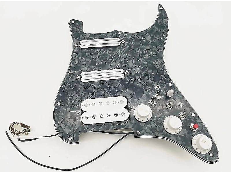 Black Pearl Strat Style Guitar Loaded Prewired Pickguard, SSH Pickups image 1