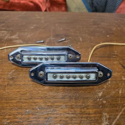 Teisco? Univox? Single Coil Pickup Pair w Mounting Rings MIJ 1960s image 2